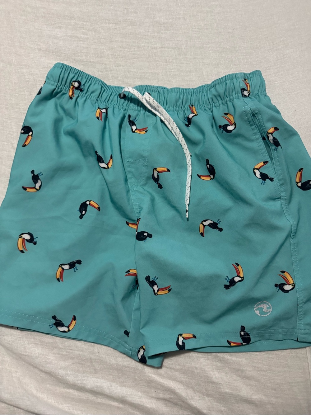 Ocean Current Aqua Mesh-Lined Toucan Swim Shorts